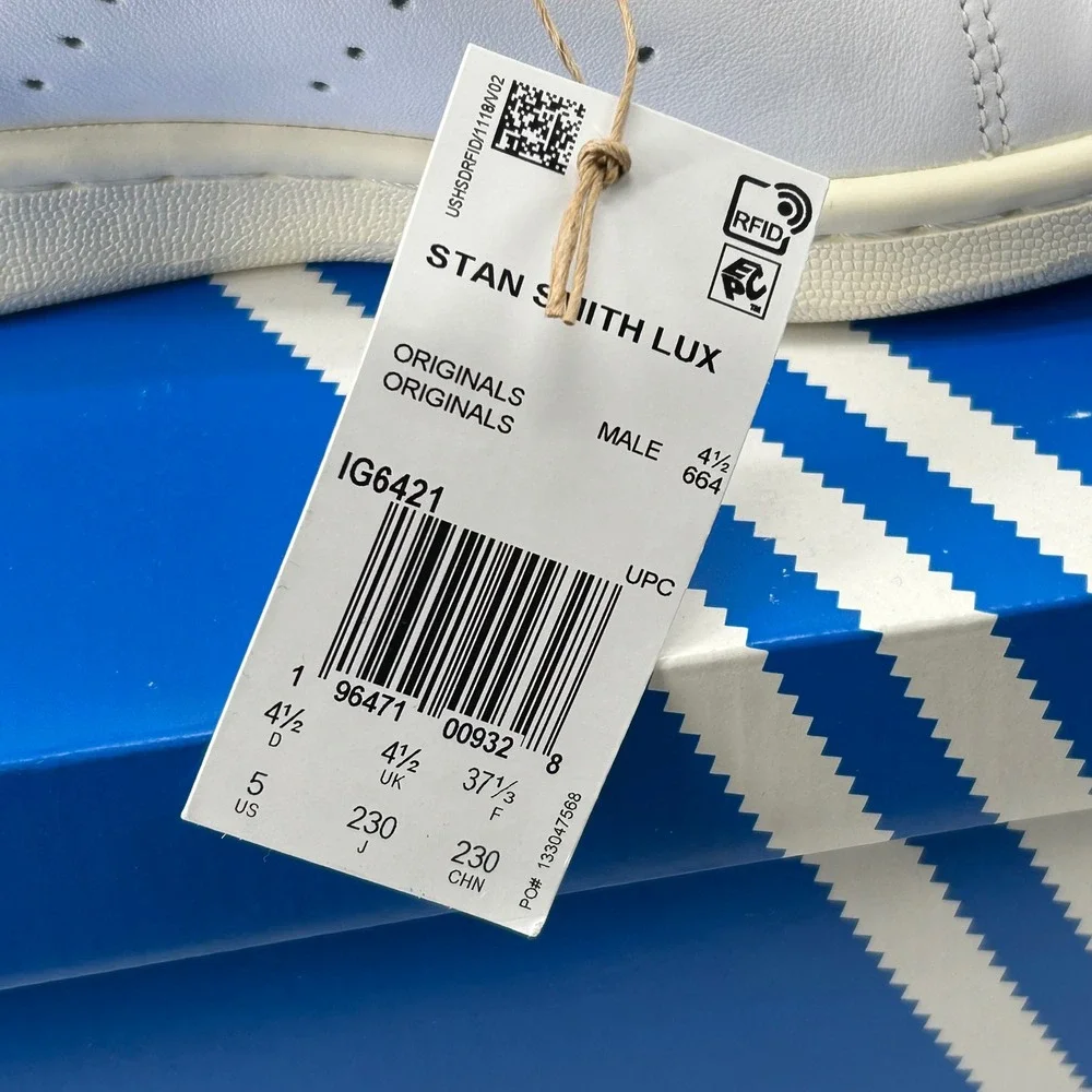 adidas Stan Smith Lux Men 5 White Leather IG6421 Sneakers New NWT Classic